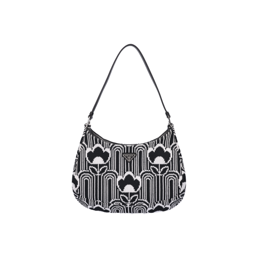 ITPLQHPGA4WL [A등급] PRADA Vintage Cleo Bag Jacquard Fabric Leather Black