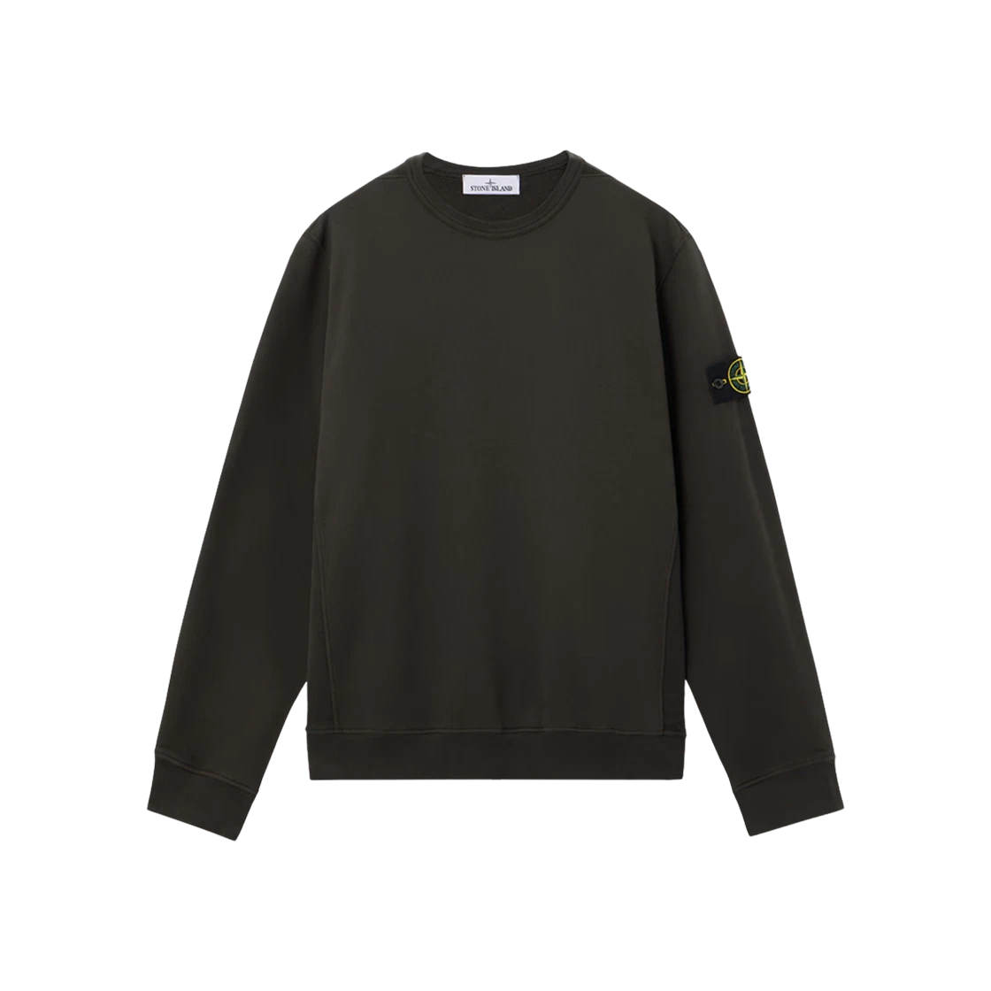 Stone Island Stone Island 6100028 Brushed Organic Cotton Fleece Regular Fit Crewneck Sweatshirt with Ribbed Inserts Lead Grey - 25FW · XL