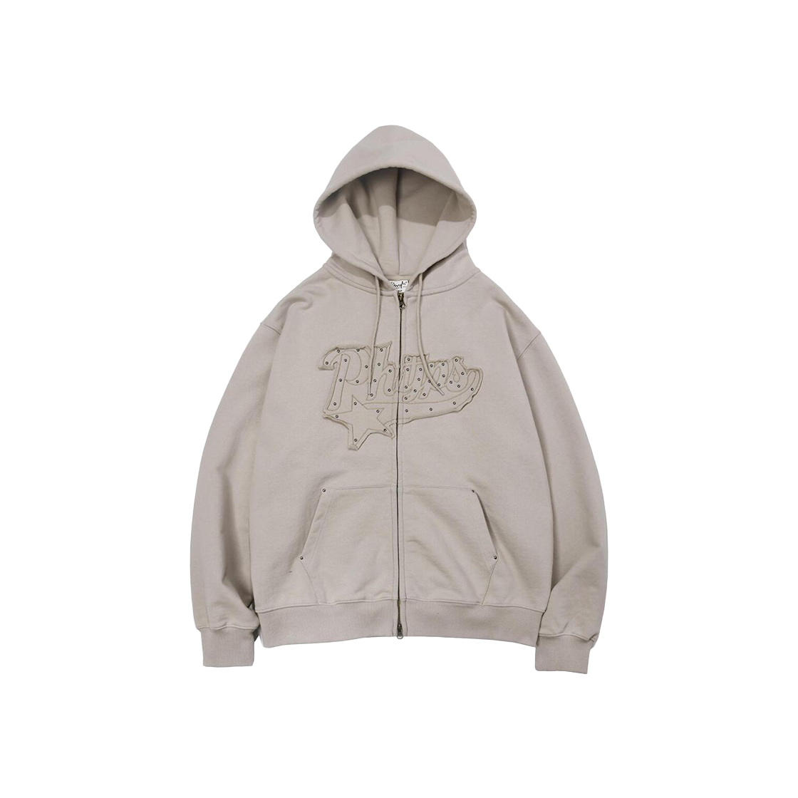 피지컬 디파트먼트 스터드 스타테일 아플리케 후드집업_그레이지(Phyps Dept Studded Star Tail Applique Hooded Zip-Up Grey)