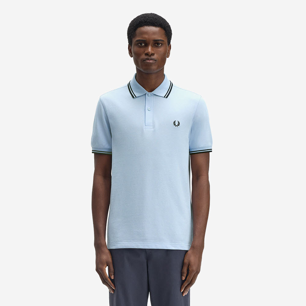 프레드페리 M3600 트윈 팁 프레드페리 셔츠 라이트스모크 네이비(Fred Perry M3600 Twin Tipped Fred Perry Shirt Light Smoke Navy) - 2
