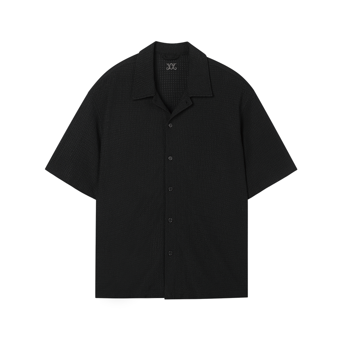 WH5B1S4010BLK WESLEY HYUSTON Breeze Open Collar Half Knit Shirt Black