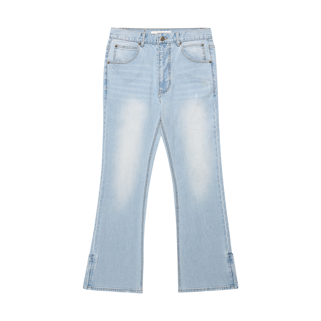 웨슬리휴스턴 슬릭 지퍼 디테일 부츠컷 데님 팬츠 라이트블루