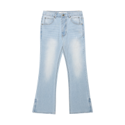 WESLEY HYUSTON Sleek Zipper Detail Boots Cut Denim Pants Light Blue