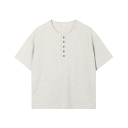 WESLEY HYUSTON W Metal Button Henley Neck Knit Grey