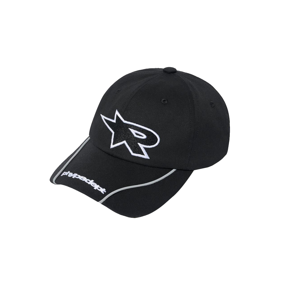 피지컬 디파트먼트 리플렉티브 파이핑 액팅 로고 볼캡 블랙(Phyps Dept Reflective Piping Acting Logo Ball Cap Black)