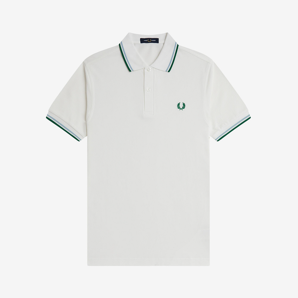 프레드페리 M3600 트윈 팁 프레드페리 셔츠 스노우화이트 트랙블루 스포츠그린(Fred Perry M3600 Twin Tipped Fred Perry Shirt Snow White Track Blue Sport Green) - 5