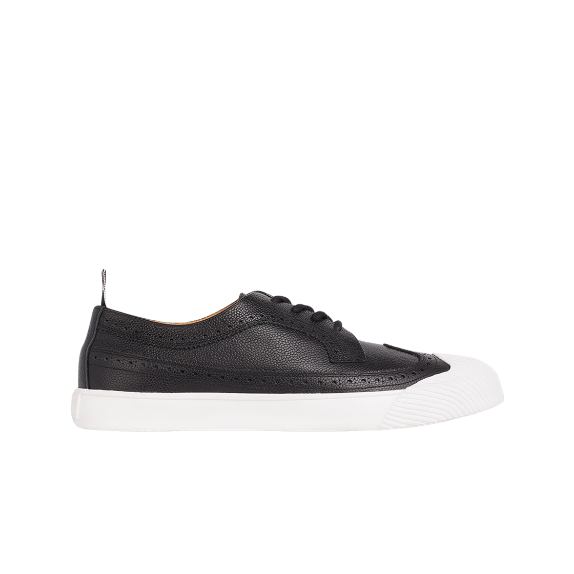 MFD191A-06257-001 Thom Browne Pebbled Calfskin Longwing Brogue Sneakers Black