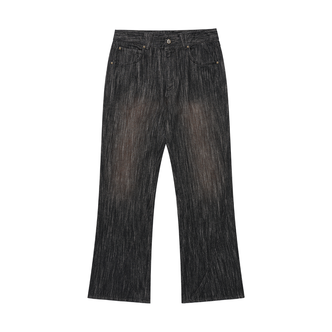 WH4A2D6001BLK WESLEY HYUSTON Harsh Dyeing Slub Denim Pants Black
