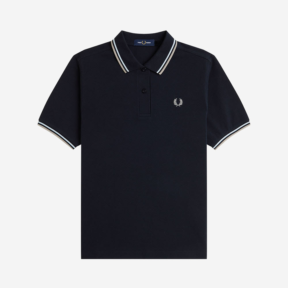 프레드페리 G3600 우먼스 트윈 팁 프레드페리 셔츠 네이비 라이트아이스 웜오트(Fred Perry G3600 Womens Twin Tipped Fred Perry Shirt Navy Light Ice Warm Oat) - 5