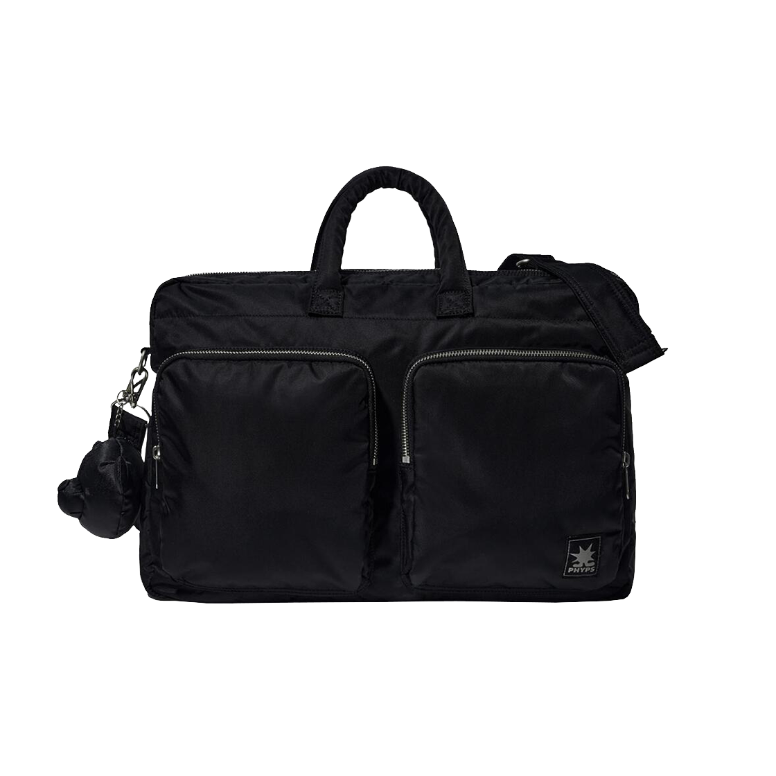 피지컬 디파트먼트 베어 키링 나일론 멀티 포켓 크로스백 (L) 블랙(Phyps Dept Bear Keyring Nylon Multi Pocket Cross Bag (L) Black)