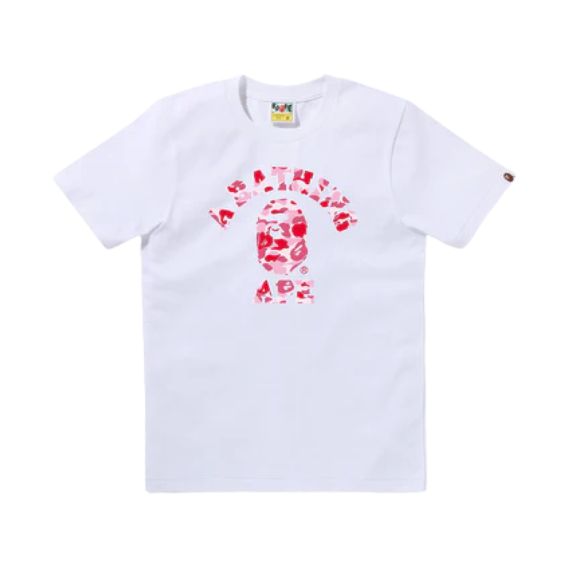 (W) 베이프 ABC 카모 컬리지 티셔츠 화이트 핑크((W) BAPE ABC Camo College T-Shirt White Pink) - 1