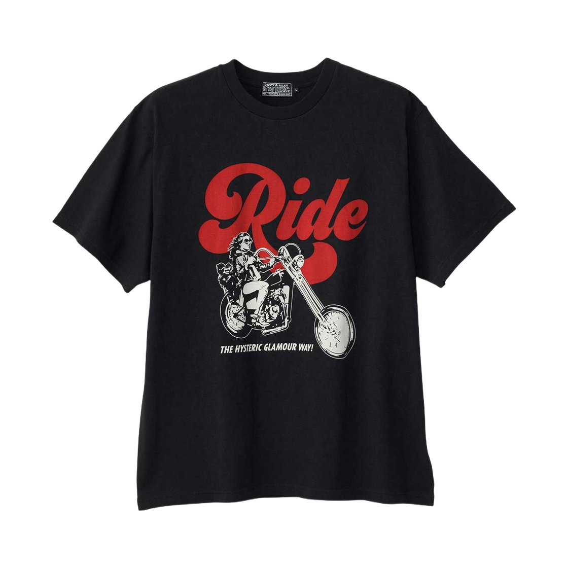히스테릭 글래머 라이드 어 모터사이클 티셔츠 블랙(Hysteric Glamour Ride A Motorcycle T-Shirt Black) - 1