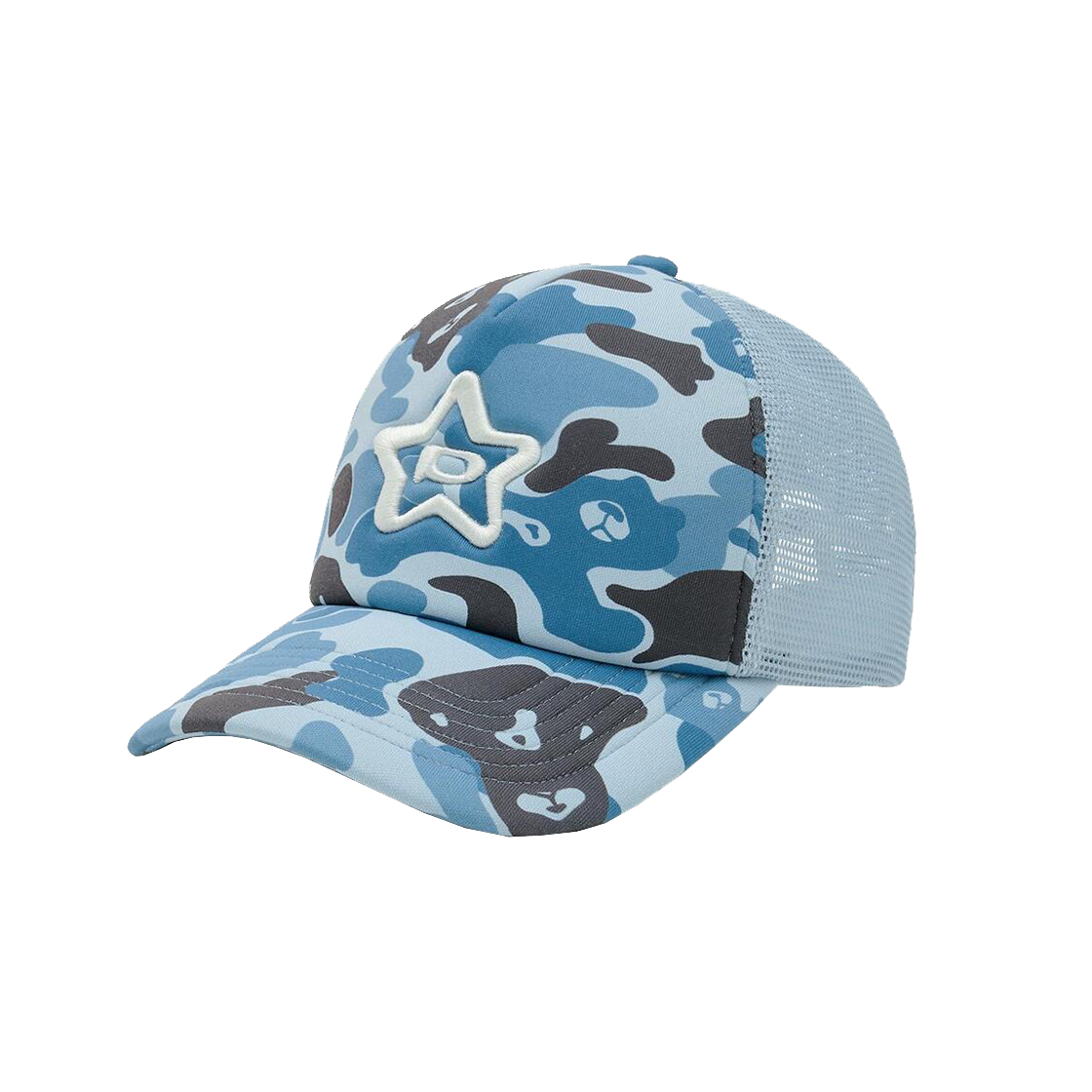 PFX2CA302ABL Phyps Dept Camo Bear Trucker Cap Blue