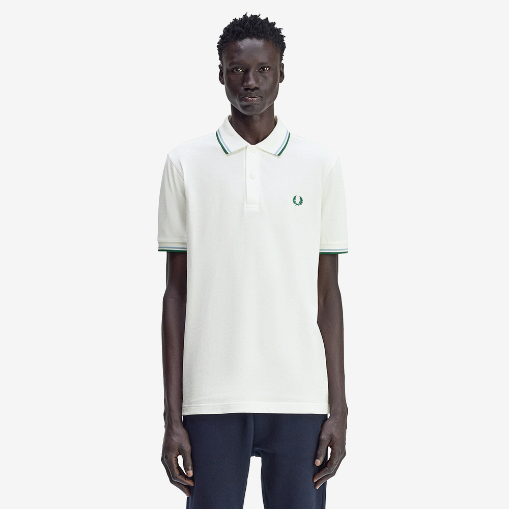 프레드페리 M3600 트윈 팁 프레드페리 셔츠 스노우화이트 트랙블루 스포츠그린(Fred Perry M3600 Twin Tipped Fred Perry Shirt Snow White Track Blue Sport Green) - 2