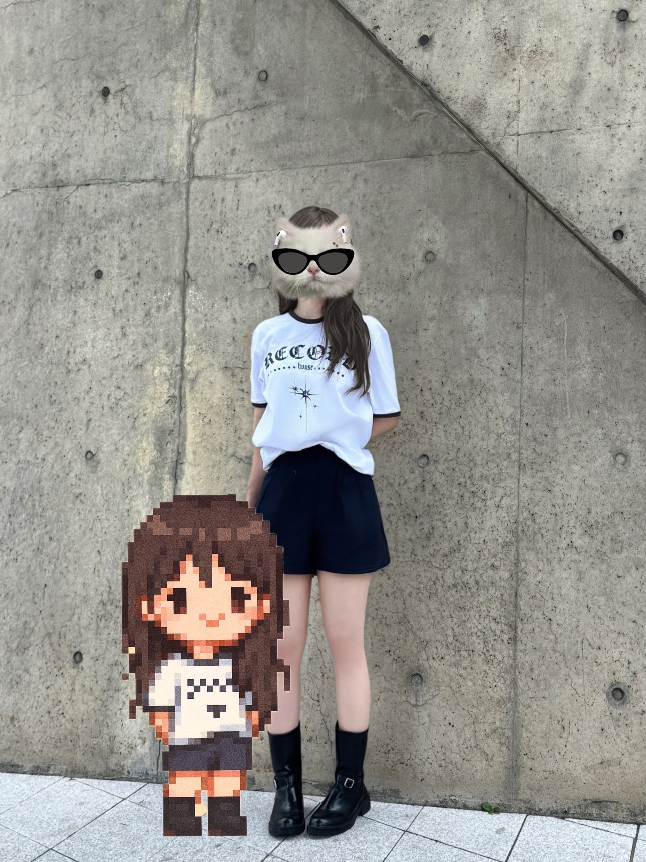 SLOW RECORD HOUSE Unisex RECORD Ringer Tee White 착용 스타일 - 4