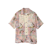 Kapital Rayon Sakura Bone Print Aloha Shirt Sax