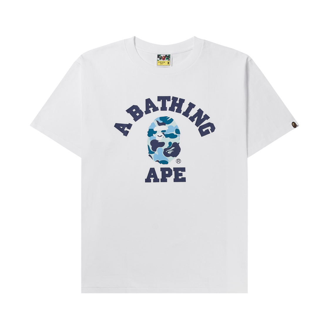 베이프 ABC 카모 컬리지 티셔츠 화이트 블루(BAPE ABC Camo College T-Shirt White Blue)