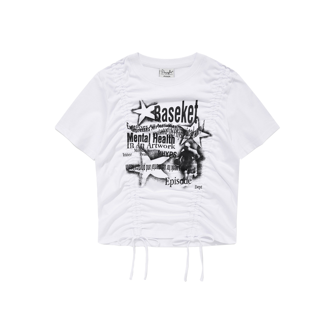 PEM1SS204AWH Phyps Dept Women's Star Basket Ball Crop T-shirt White