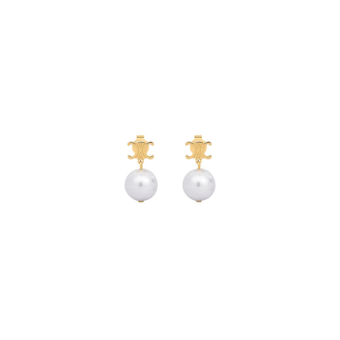 (W) 셀린느 레 뻬를르 이어링 브라스 골드 피니쉬 레진 펄 골드 아이보리((W) Celine Les Perles Earrings in Brass with Gold Finish and Resin Pearls Gold Ivory)
