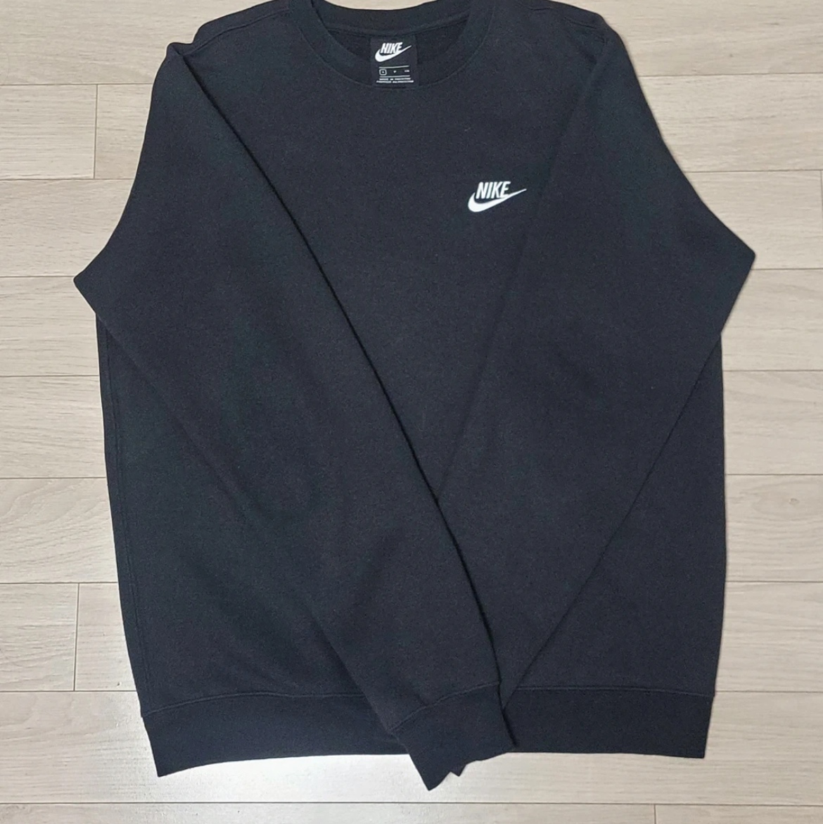 Nike NSW Club Fleece Crew Sweatshirt Black - Asia 착용 스타일
