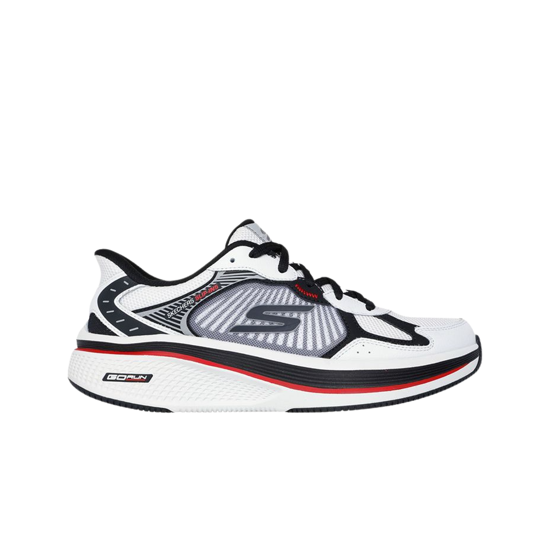 스케쳐스 고 런 엘리베이트 2.0 슬립 인스 화이트 블랙(Skechers Go Run Elevate 2.0 Slip Ins White Black)