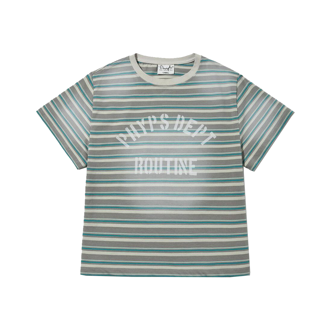 PFM1SS201AGR Phyps Dept Women's Dying Stripe Crop Short Sleeve T-Shirt Grey