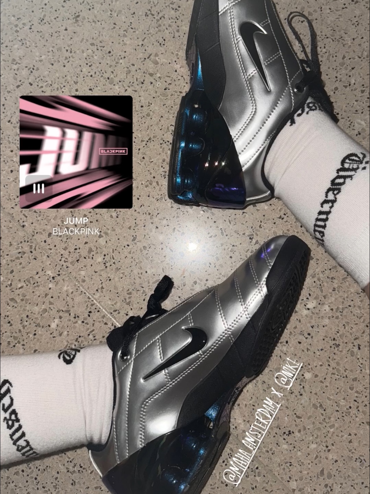 (W) Nike x Maha Amsterdam Total 90 Shox Magia Metallic Silver Black 착용 스타일 - 1