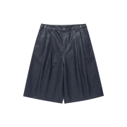 WESLEY HYUSTON Herringbone Glow Denim Bermuda Pants Indigo