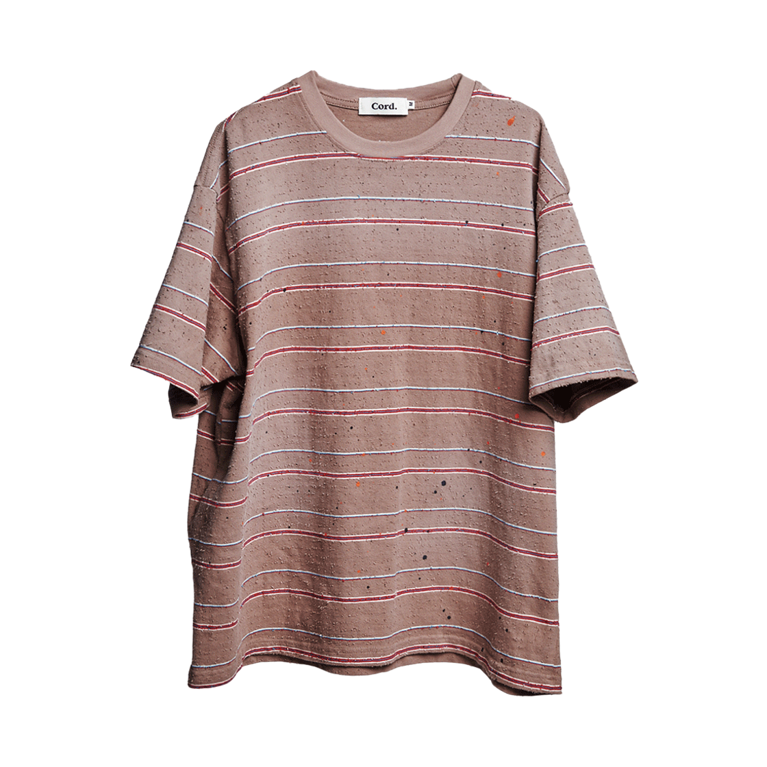 CDSMADST06PK Cord Artifact Damaged Stripe T-Shirts Sand Pink
