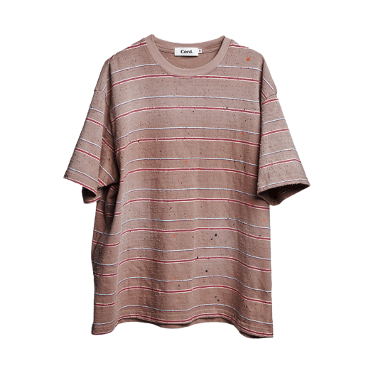 CDSMADST06PK Cord Artifact Damaged Stripe T-Shirts Sand Pink
