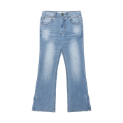 WESLEY HYUSTON Sleek Zipper Detail Boots Cut Denim Pants Mid Blue