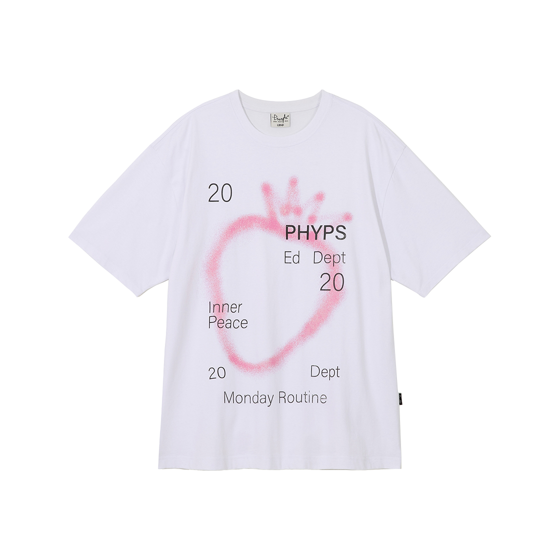 피지컬 디파트먼트 스프레이 빅 스트로베리 반팔티셔츠 화이트/핑크