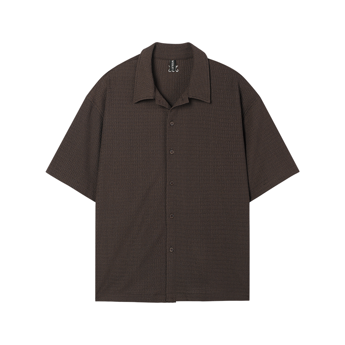 WH5B1S4010DGY WESLEY HYUSTON Breeze Open Collar Half Knit Shirt Dark Brown