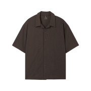 WESLEY HYUSTON Breeze Open Collar Half Knit Shirt Dark Brown