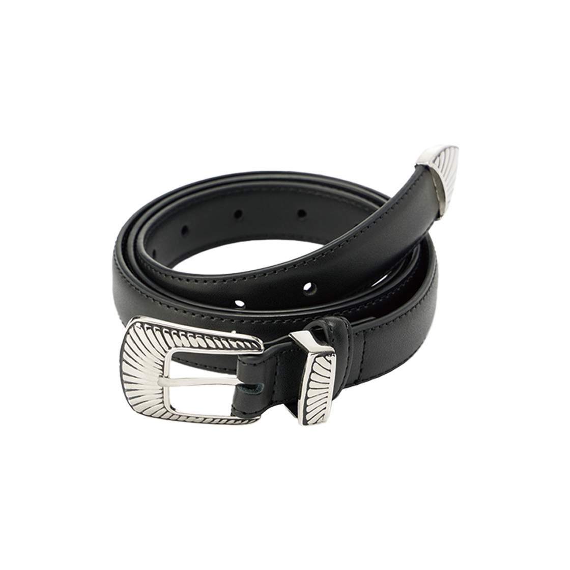 웨슬리휴스턴 웨스턴 버클 카우하이드 레더 벨트 블랙(WESLEY HYUSTON Western Buckle Cowhide Leather Belt Black)