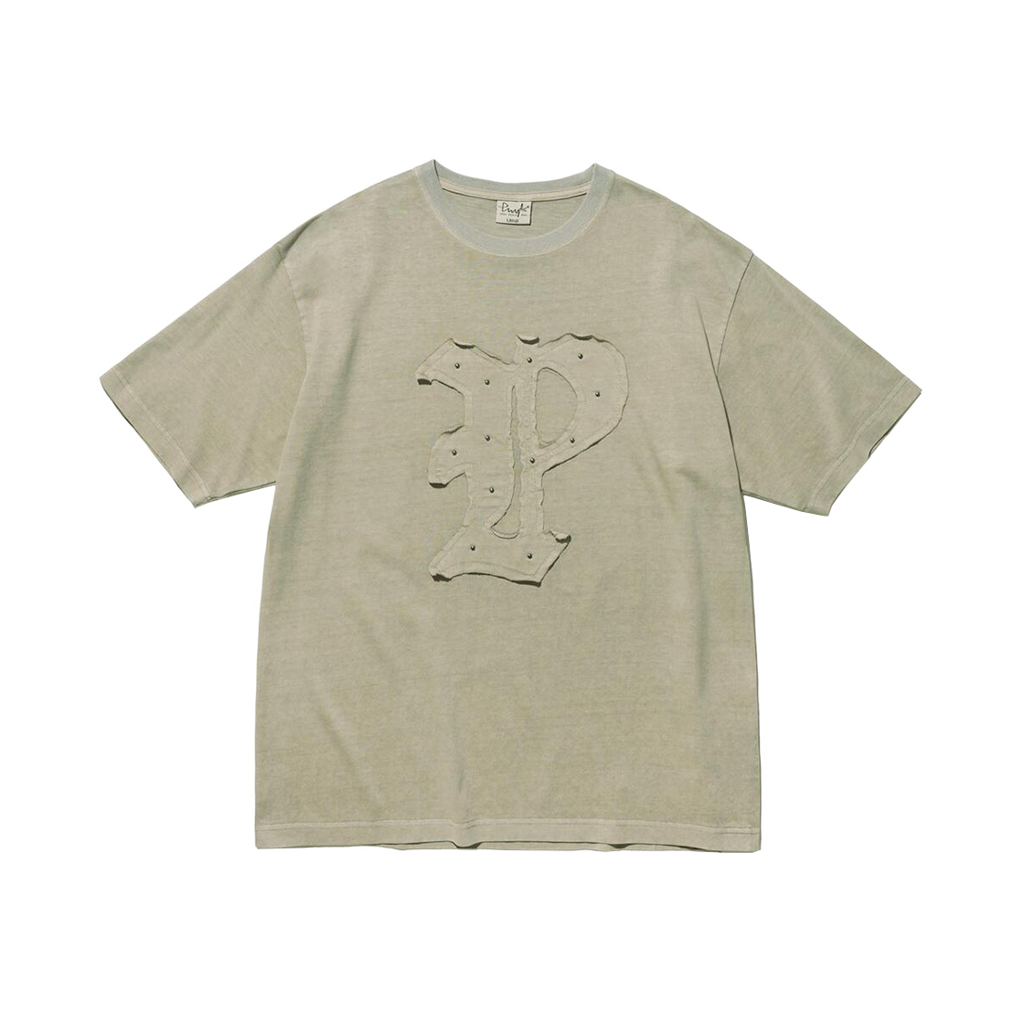 피지컬 디파트먼트 아플리케 스터드 피그먼트 반팔티셔츠 그레이지(Phyps Dept Applique Studed Pigment T-shirt Gray)