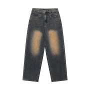 WESLEY HYUSTON Double Belt Loop Wide Denim Pants Brown