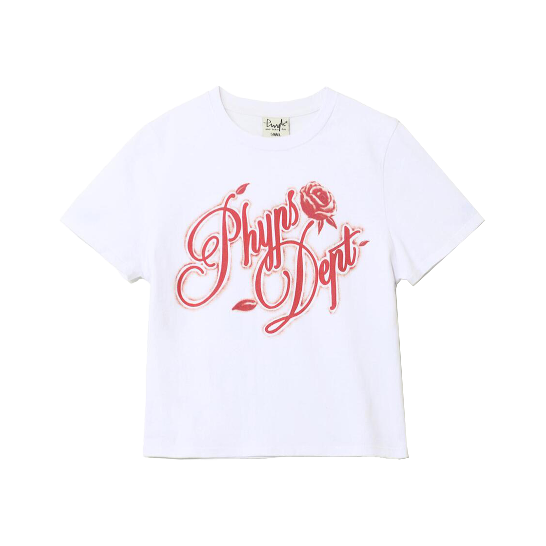 PFM1SS209AWH Phyps Dept Women's Rose Typo Short Sleeve T-Shirt White