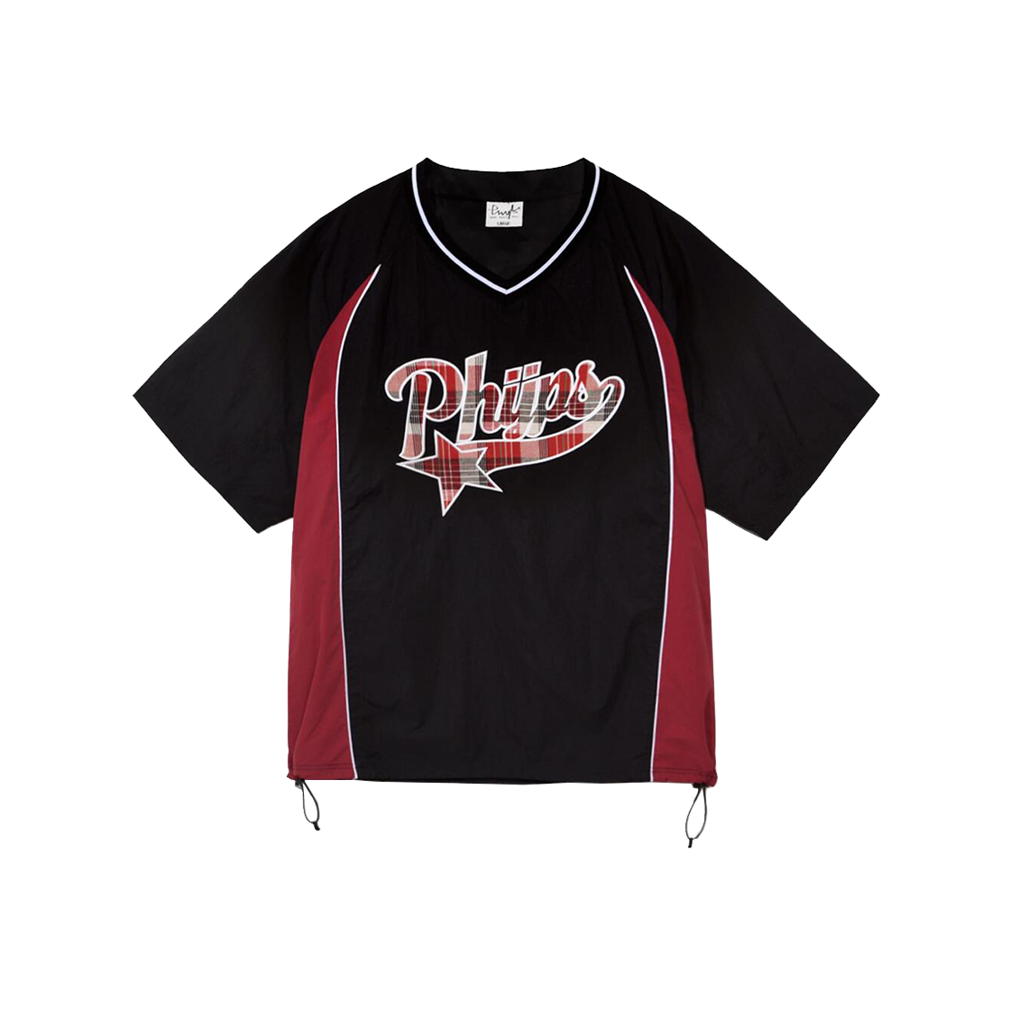 ★ Phyps Department★ Check Startail String Short Sleeve T- 피지컬 디파트먼트 체크 스타테일 스트링 반팔티셔츠 블랙