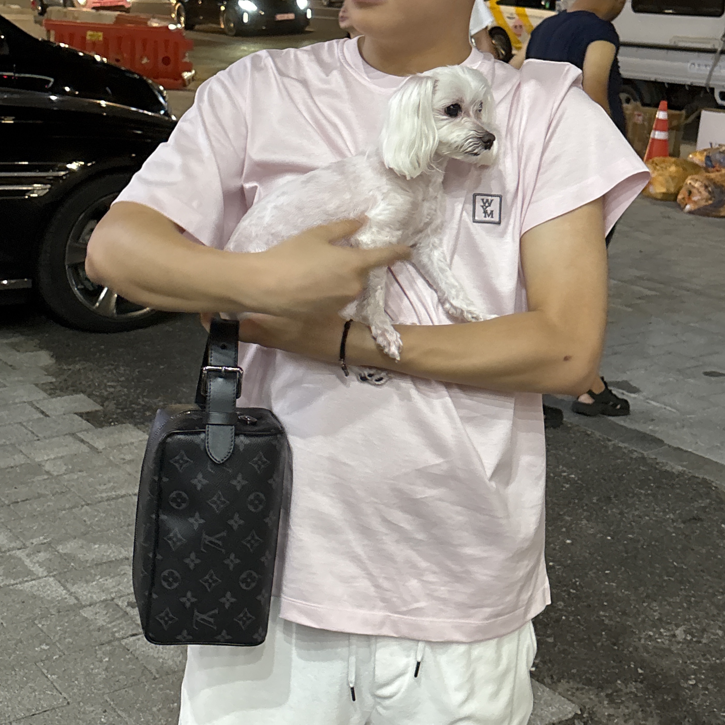 Wooyoungmi Cottom Back Logo T-Shirt Pink - 25SS, Louis Vuitton Locker Dopp Kit Monogram Eclipse 착용 스타일 - 1
