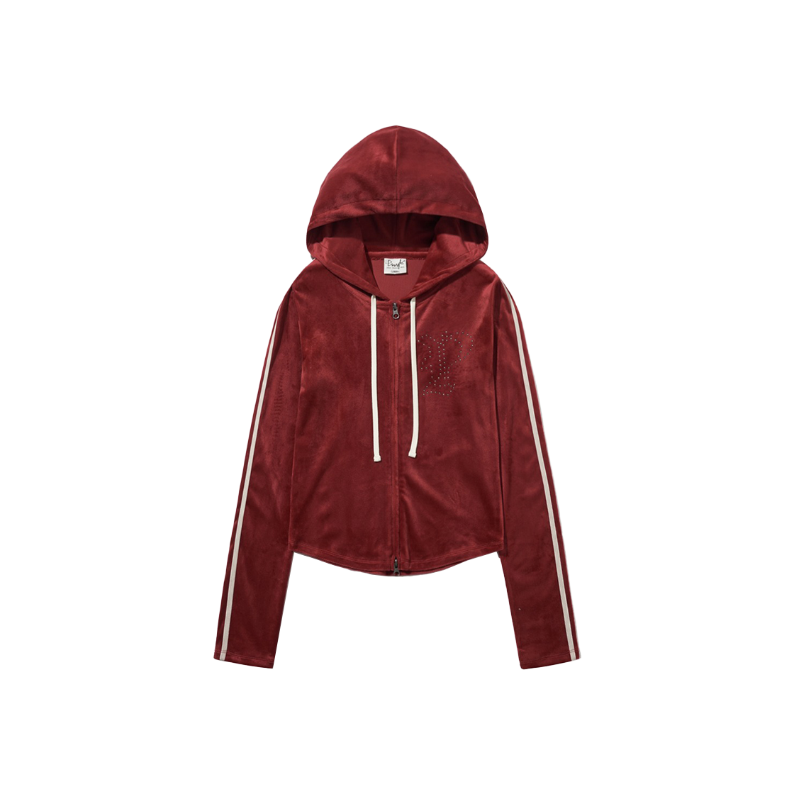 PFS1HZ202ARD Phyps Dept Women's Studed Gothic Logo Slim Fit Hooded Zip-Up Red