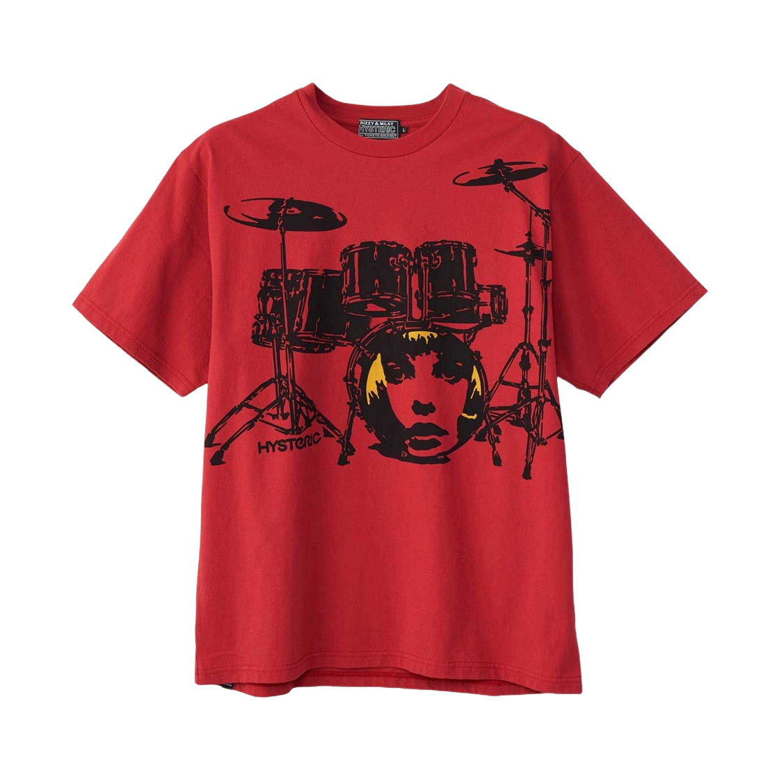 히스테릭 글래머 드럼 세트 티셔츠 레드(Hysteric Glamour Drum Set T-Shirt Red) - 1