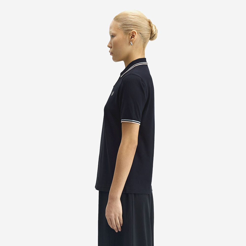 프레드페리 G3600 우먼스 트윈 팁 프레드페리 셔츠 네이비 라이트아이스 웜오트(Fred Perry G3600 Womens Twin Tipped Fred Perry Shirt Navy Light Ice Warm Oat) - 3