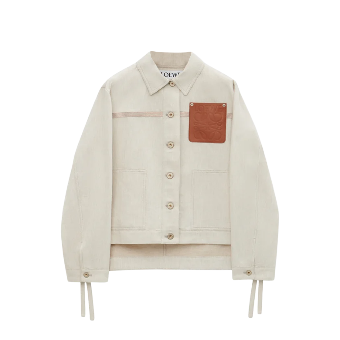 (W) 로에베 코튼 린넨 워크웨어 자켓 에크루((W) Loewe Workwear Jacket in Cotton and Linen Ecru)