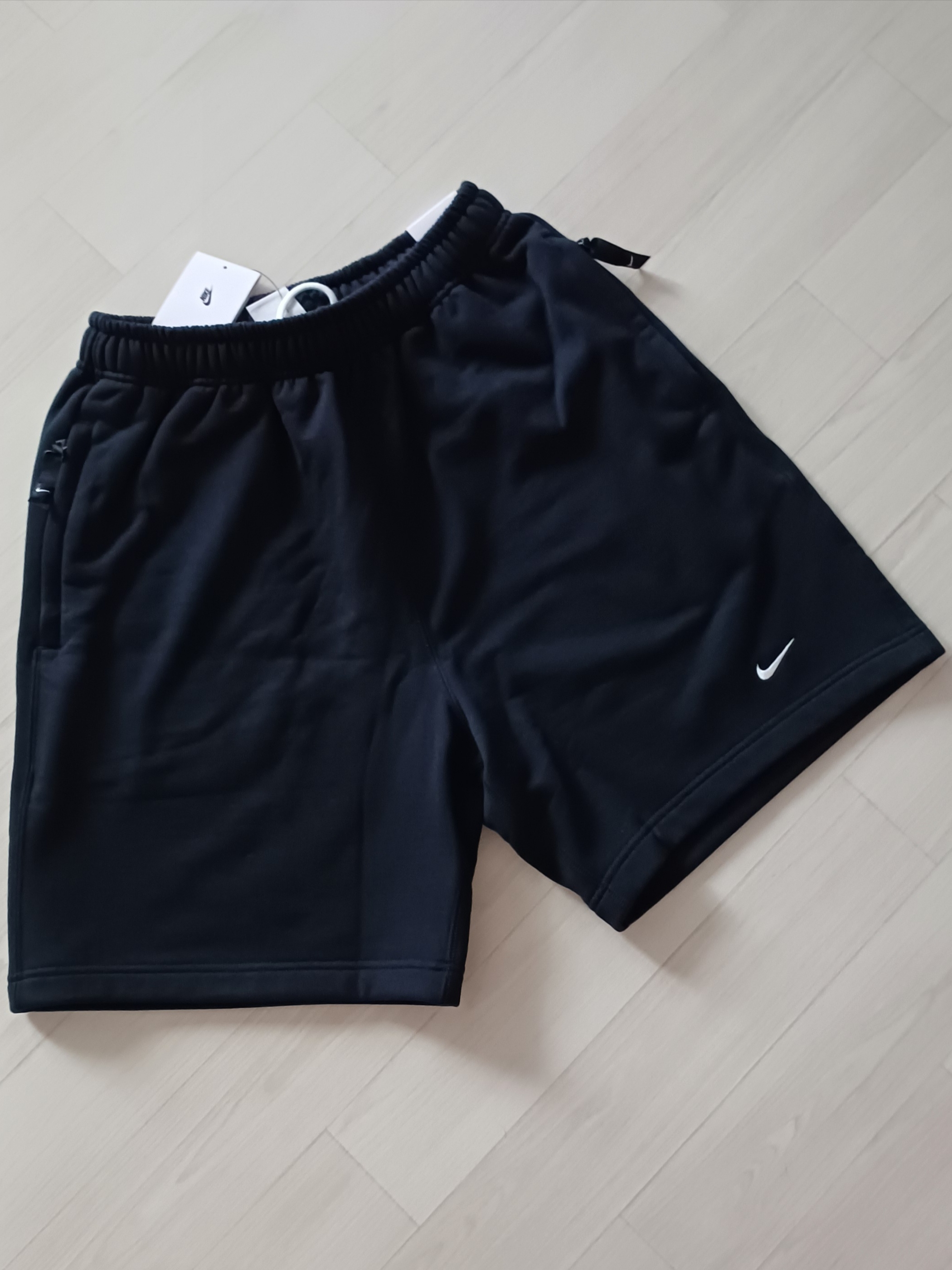 Nike Solo Swoosh French Terry Shorts Black - Asia 착용 스타일