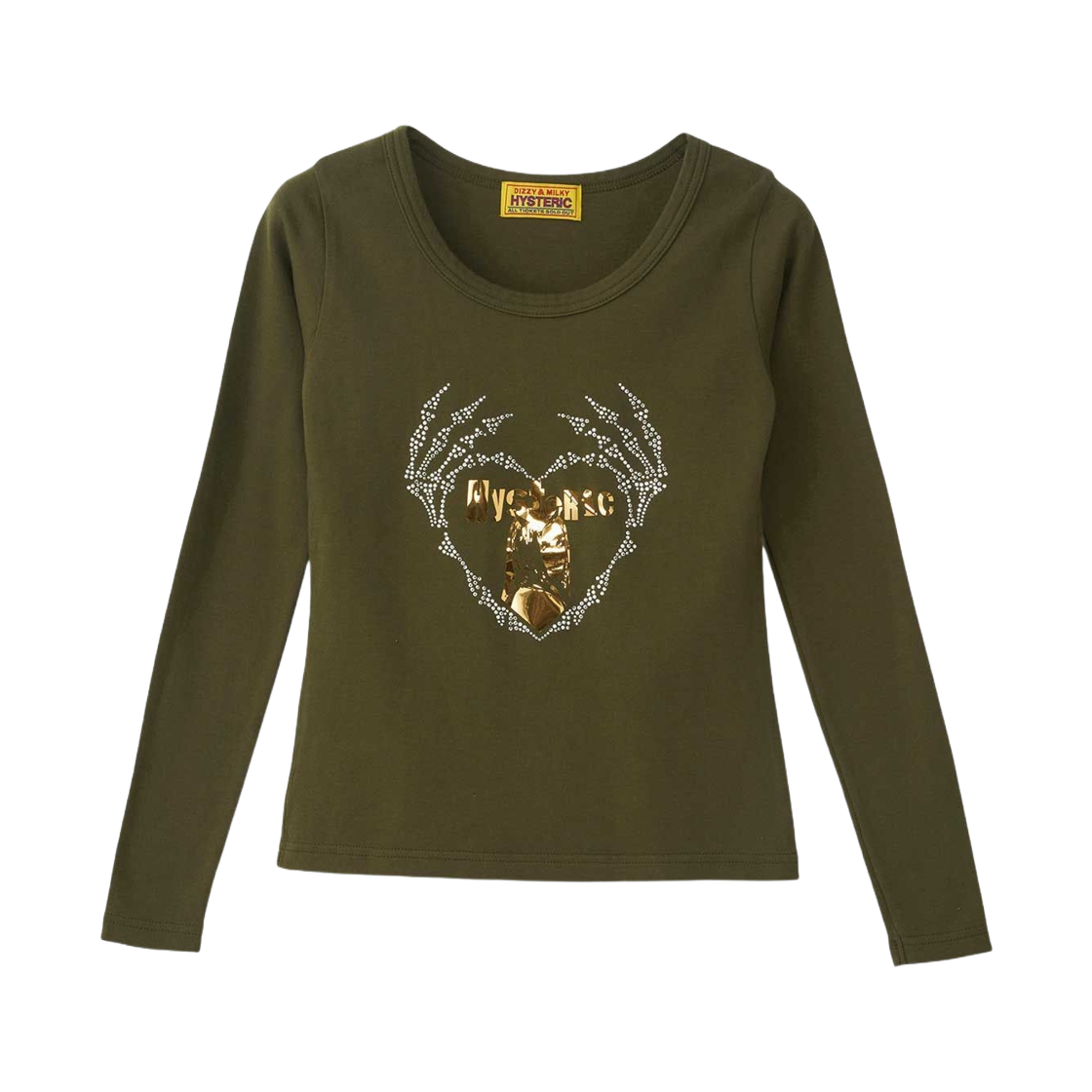 01253CL06 (W) Hysteric Glamour Skeleton Hands Chibi T-Shirt Kahki