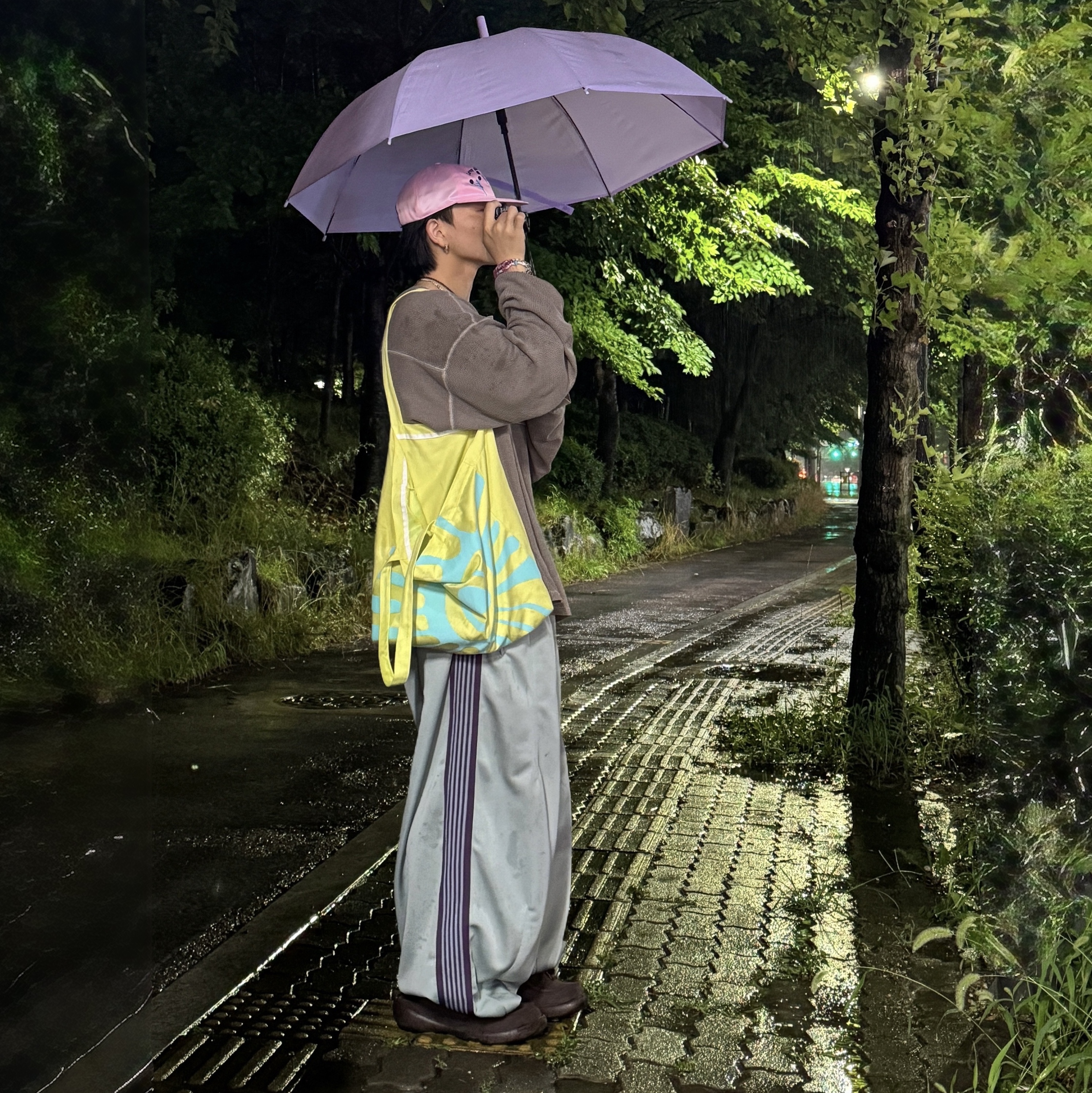 Hatchingroom x Mascompany Haema Bag Lemon, Needles H.D. Track Pants Poly Smooth Saxophone 착용 스타일 - 1