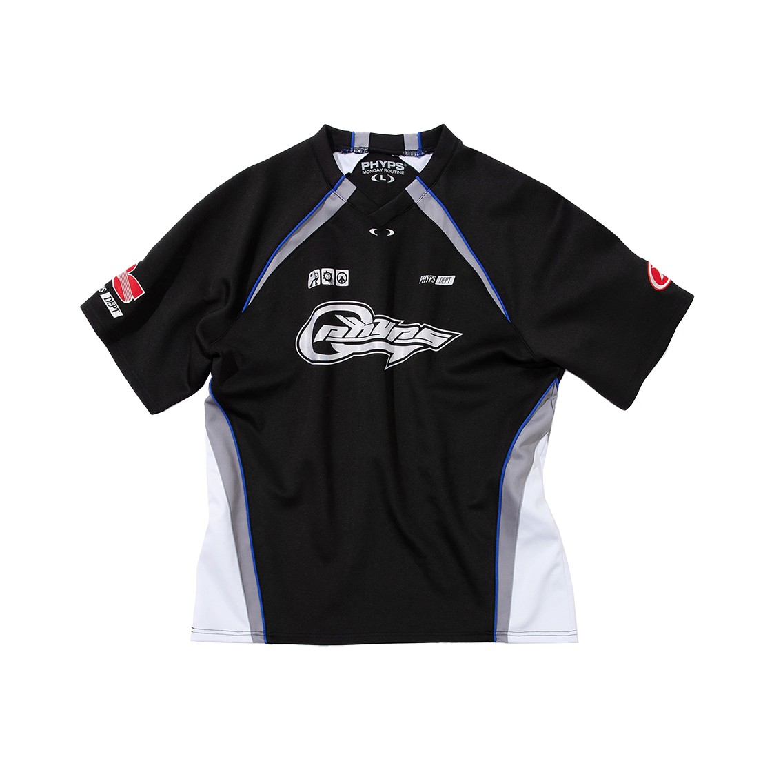 피지컬 디파트먼트 매쉬 모터사이클 래글런 반팔티셔츠 블랙