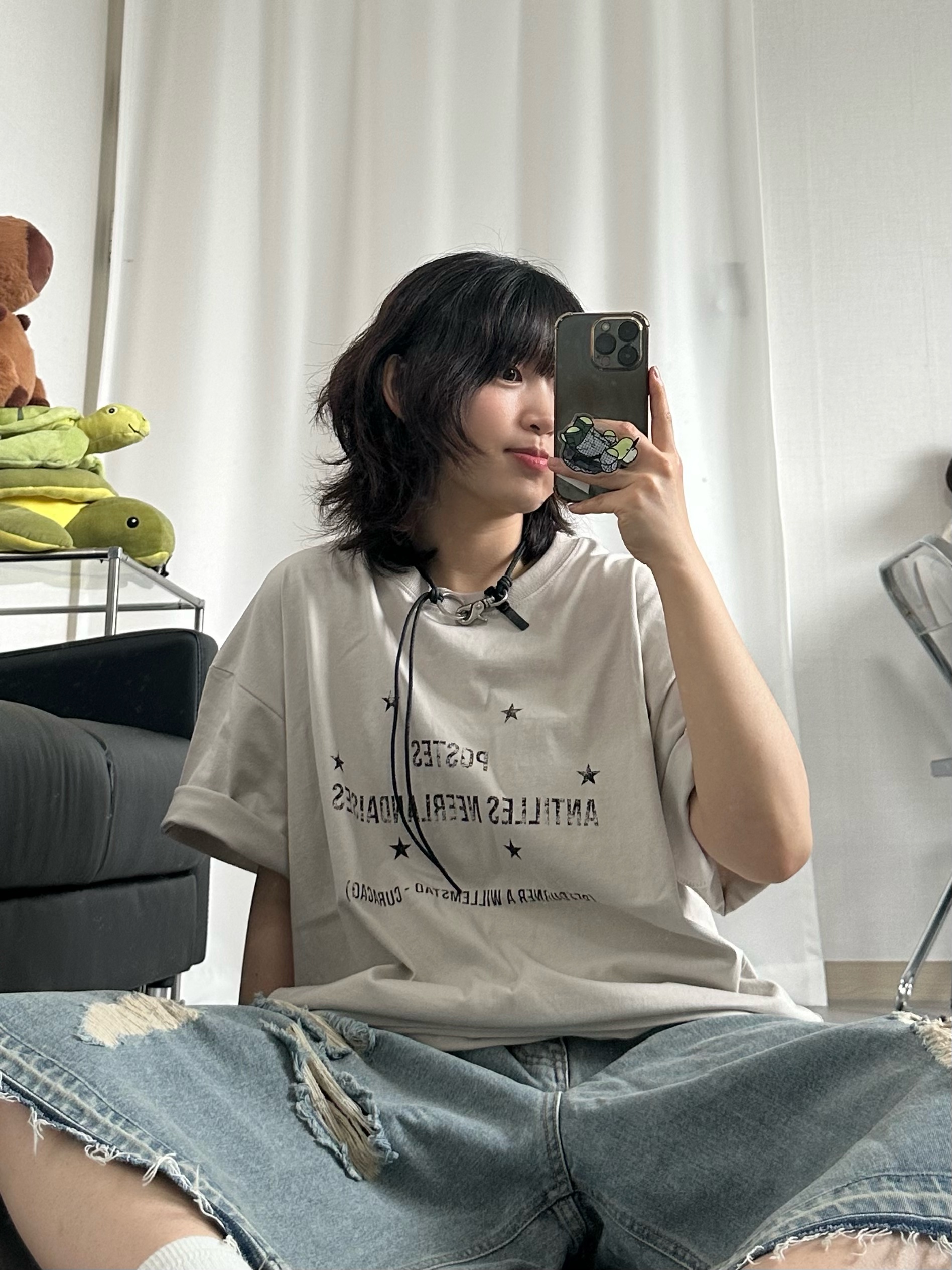 Our Legacy Ladon Leather Keychain Black, Adidas Superstar Premium Black White 착용 스타일 - 4