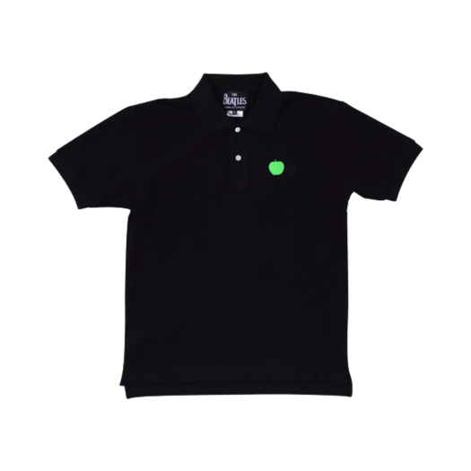 VZ-T014-051-1 Comme des Garcons x The Beatles Apple Patch Polo Shirt Black